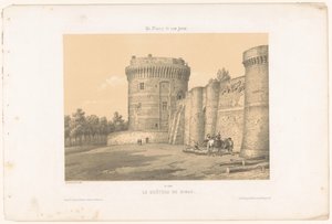 Utsikt över ett av tornen på slottet Dinan Le château de Dinan (titel på objekt) Contemporary France (serietitel) La France de nos jours (serietitel på objekt) av Leon Auguste Asselineau