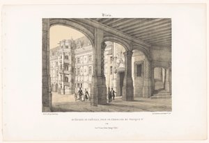 Utsikt över det inre av slottet Blois med kung Francis I:s åttakantiga trapptorn blois. Intérieur du château, tour de l
