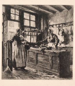 Inredning av en slaktare. av Leon Augustin Lhermitte