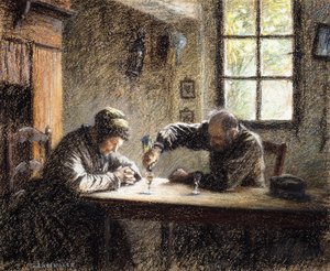 Man och kvinna dricker konjak, av Leon Augustin Lhermitte
