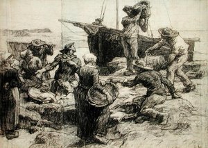 Sortera fångsten (kol på papper) av Leon Augustin Lhermitte