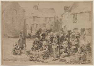 Äppelmarknaden i Landerneau av Leon-Augustin Lhermitte