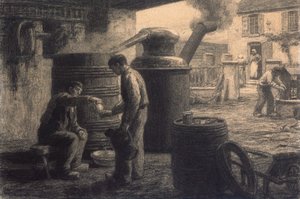 Destilleriet; The Tasters of Eau-de-Vie-de-Marc eller The Still, c.1872 av Leon Augustin Lhermitte