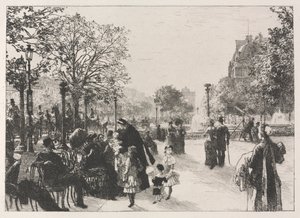 Tuileriernas trädgårdar av Leon-Augustin Lhermitte