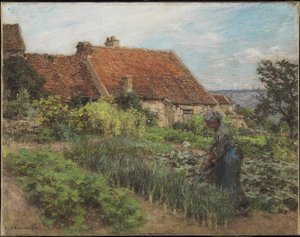 Watering the Garden, 1900 (pastell på vävt papper monterat på duk) av Leon Augustin Lhermitte