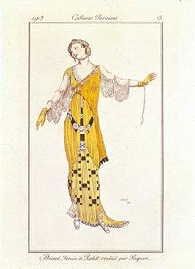 3285642 Dione, teckning av Bakst gjord av Jeanne Paquin. Parisiska Kostymer nr.73 av Leon Bakst