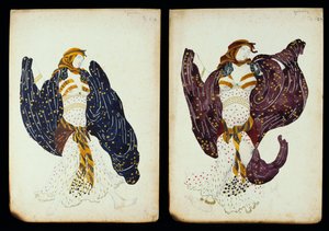 Ett par kostymdesigner för kvinnliga dansare från "Juive" av Leon Bakst