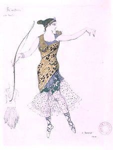 Anna Pavlova klädde sig till Diana av Leon Bakst