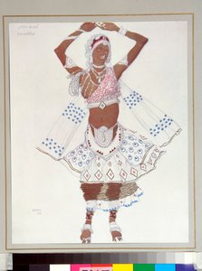 Balett russes: ""bayadere"" Kostym designad av Leon Bakst (1866-1924) för baletten ""The Blue God"" av Michel Fokine av Leon Bakst