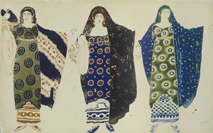 Kostymdesign för Oedipus at Colonus av Sophocles, 1904 (wc på papper) av Leon Bakst
