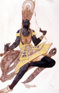 Kostym av Vaslav Nijinsky eller Nijinsky (1889-1950) skapad av Leo Bakst för "The Blue God" av Reynaldo Hahn (1875 - 1947) av Leon Bakst