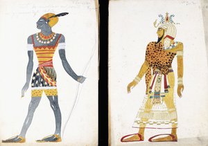 Kostymdesign för "Ammoun", föreställande en nubisk manlig dansare, av Leon Bakst