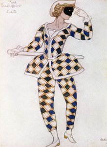Kostymdesign för Harlekin från Törnrosa, 1921 av Leon Bakst