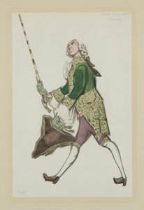 Kostymdesign för Rinaldo i baletten The Good-humoured Ladies av Scarlatti, 1917 av Leon Bakst