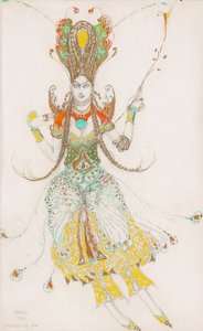 Kostymdesign för Tamara Karsavina som "The Firebird" av Leon Bakst