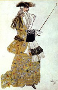 Kostymdesign för The Baroness Hunting, från Sleeping Beauty av Leon Bakst