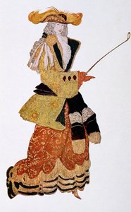 Kostymdesign för Marchioness Hunting, från Sleeping Beauty, 1921 av Leon Bakst