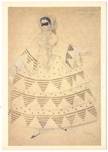 Kostymdesign för balett Carnaval av R. Schumann, 1910 av Leon Bakst