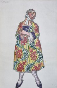 Kostymdesign för baletten Kvinnor på gott humör av C. Goldoni, 1917 av Leon Bakst