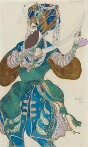 Kostymdesign för baletten Scheherazade av AND. Rimsky-Korsakov av Leon Bakst