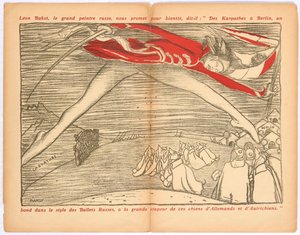 Från Karpaterna till Berlin, ett språng i stil med de ryska baletterna..., ca. 1915. av Leon Bakst