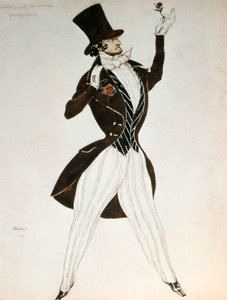 Florestan, design för en kostym för balett Carnival komponerad av Robert Schumann, 1919 av Leon Bakst