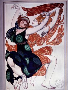 Les bacchantes Koreografi från "The Afternoon of a Faun" av Vaslav Nijinski (1889-1950) efter "Prelude the Afternoon of a Faun" av Claude Debussy (1862-1918) av Leon Bakst
