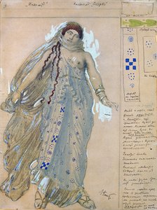 Phaedra. Kostymdesign för dramat Hippolytus av Euripides, 1902 av Leon Bakst