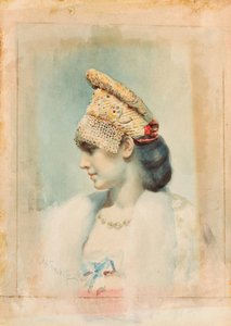 Porträtt av en flicka som bär en Kokoshnik av Leon Bakst