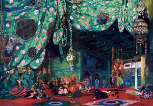 Scenografi för baletten Scheherazade, c1913