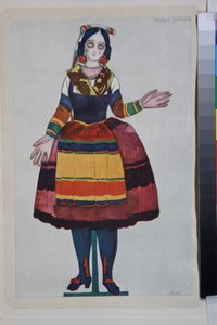 den italienska dockan, kostym för baletten "La Boutique Fantasque" i regi av Gioachino Rossini av Leon Bakst