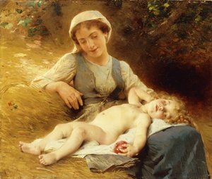 En mor med sitt sovande barn, 1896