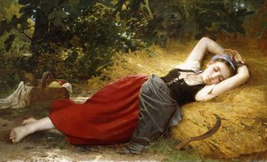 En ung bondflicka, sovande, 1874