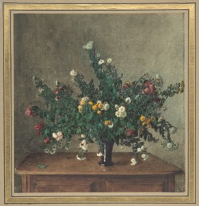 Bukett med små krysantemum av Léon Bonvin