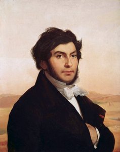 Porträtt av Jean-Francois (Jean Francois) Champollion (1790-1832), fransk egyptolog, dechiffrera av hieroglyfer. Målning av Leon Cogniet (1794-1880). Louvren. av Léon Cogniet