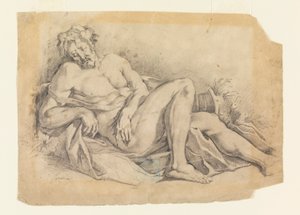 Teckning, Bacchus sover (efter Poussin), 1886-92 av Leon Dabo