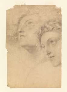 Teckning, Två kvinnohuvuden, 1886-92 av Leon Dabo
