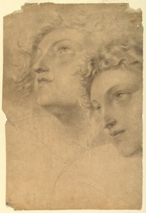 Teckning, Två kvinnohuvuden, 1886-92 av Leon Dabo