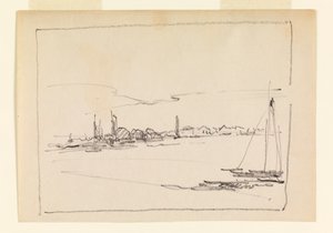 Landskap med segelbåt av Leon Dabo