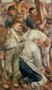 The Men, vänster panel från The Age of the Worker av Leon Henri Marie Frederic