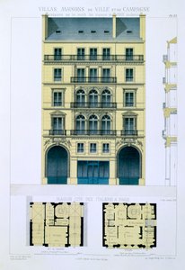 Town House of Italians in Paris, från "Stads- och lanthus baserade på de moderna husen i Paris", ca 1864 av Leon Isabey
