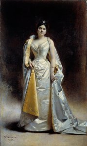 Hellängdsporträtt av Madame Albert Cahen från Antwerpen Målning av Leon Bonnat (1833-1922) 1891 Sön. 1,34x2,27 m Bayonne, Bonnat Museum av Leon Joseph Florentin Bonnat