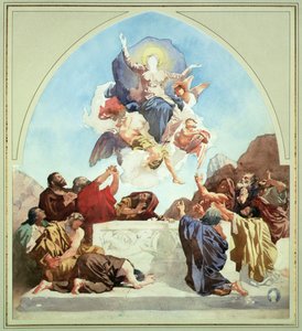 Studie för The Assumption of the Virgin (penna och akvarell på papper) av Leon Joseph Florentin Bonnat