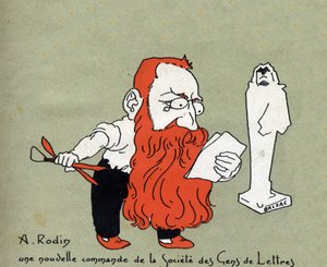 Tecknad av Auguste Rodin med en ny beställning från Societe des gens de lettres (Skulptur av Balzac) - Illustration av Leon Lebegue (1863-1944) - Gravyr i "" Le sun-du-dimanche""