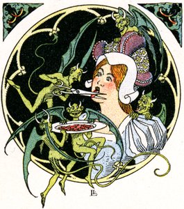 Djävlar mejslar ut en kvinnas tunga av Leon Lebegue