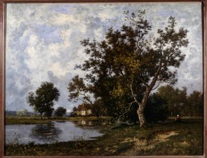 Landskap a la Mare-målning av Leon Richet (1847-1907) 1900-talets privata samling