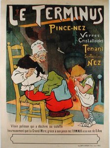 Affisch som annonserar "Le Terminus pince-nez" av Leon Sandis
