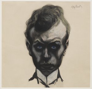 Självporträtt, ca 1903 (pensel & svart bläck och pastell på krämvävt papper) av Leon Spilliaert