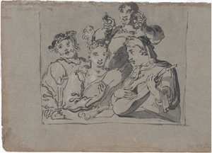 En kvartett av sångare, lutspelare och klockare som spelar i en krog vid levande ljus, 1620-1628. av Leonard Bramer