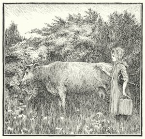 Mjuk ko bonny, släpp ner din mjölk (gravyr) av Leonard Leslie Brooke
